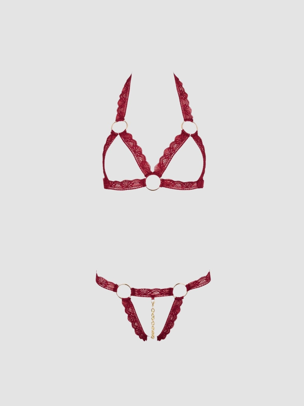 Ensemble 2 Pièces Dentelle Rouge