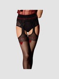 Collant Porte-Jarretelles Amour Rouge 20 DEN Noir