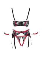 Ensemble 3 Pièces Effet Cuir & Dentelle