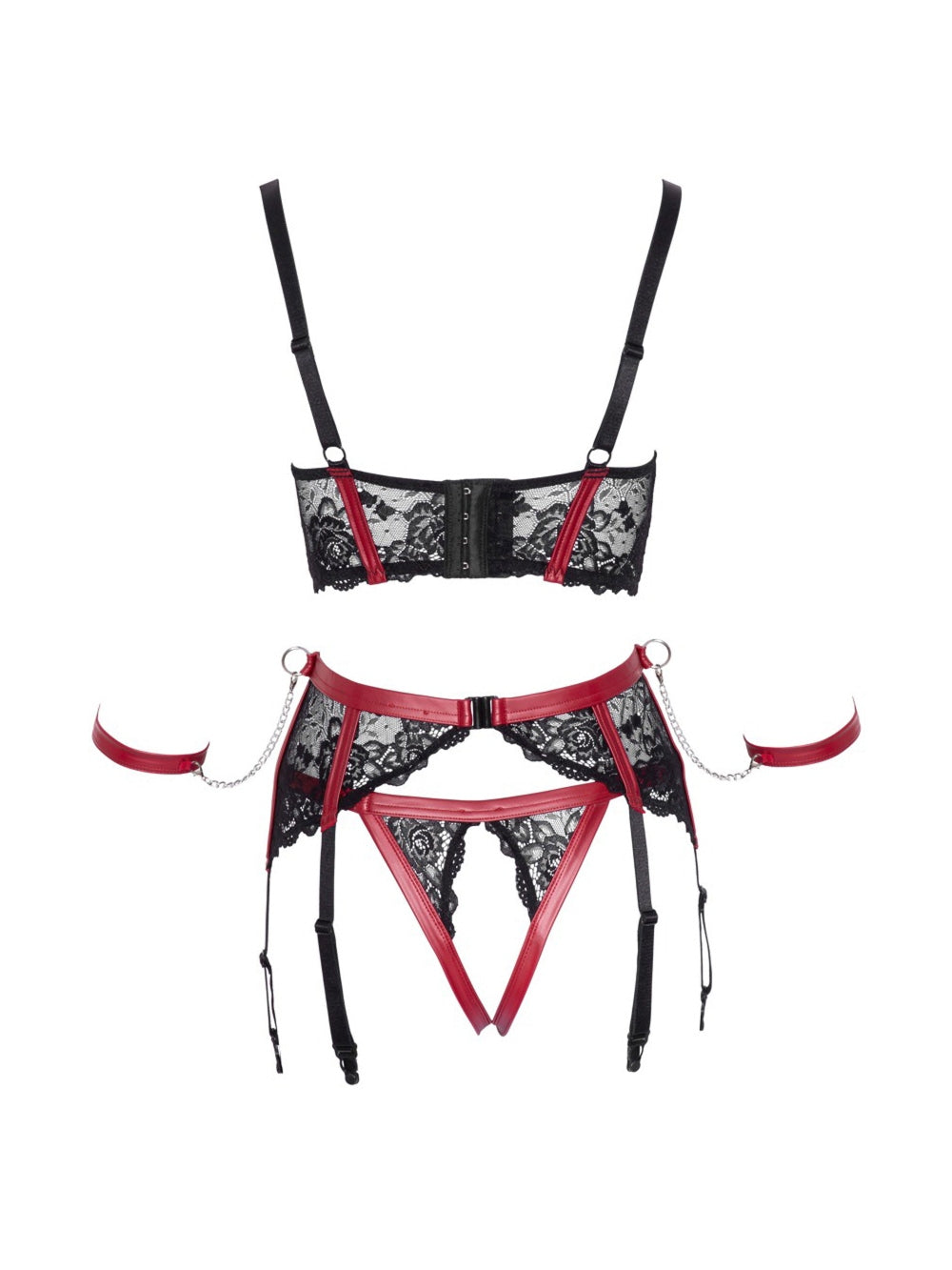 Ensemble 3 Pièces Effet Cuir & Dentelle
