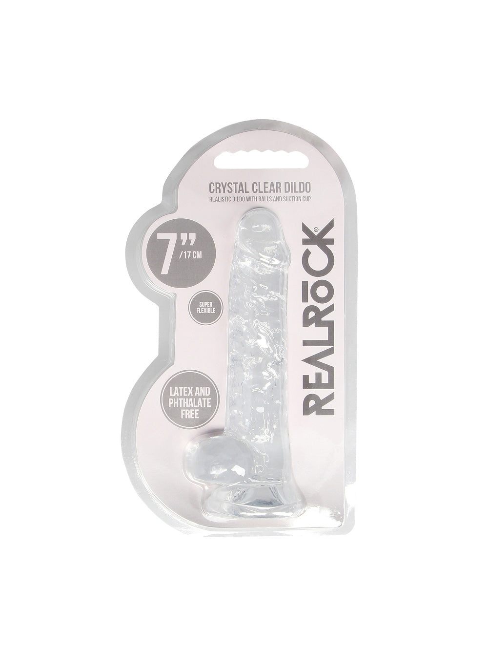 Gode avec Testicules Crystal Clear 17,8 cm