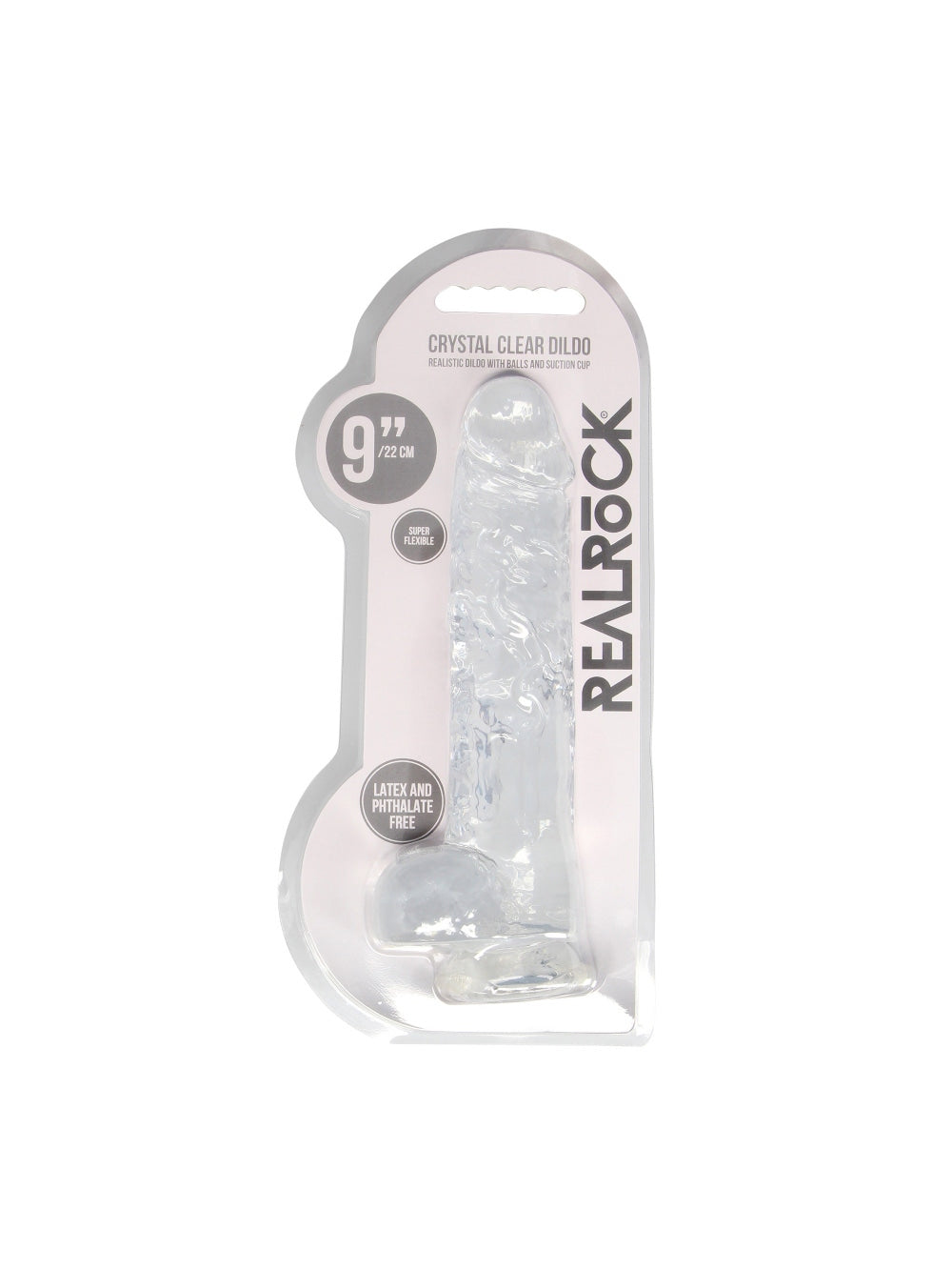 Gode avec Testicules Crystal Clear 22,9 cm