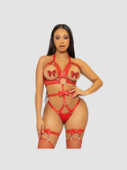Body ouvert effet harnais Fierce wetlook noir