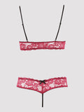 Ensemble 2 pièces ouvert dentelle rouge