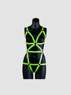 Ensemble 3 Pièces Ouvert Harnais Effet Cuir Mat & Dentelle