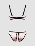 Ensemble 2 pièces ouvert satin rose