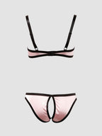 Ensemble 2 pièces ouvert satin rose