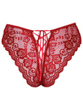 Culotte ouverte noeud & dentelle rouge