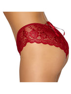Culotte ouverte noeud & dentelle rouge