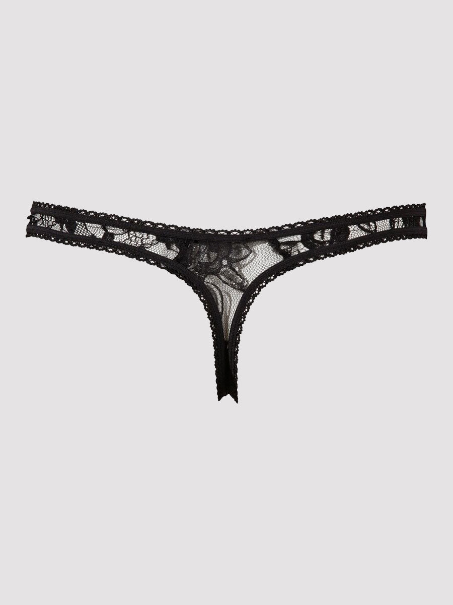 String ouvert en dentelle noir