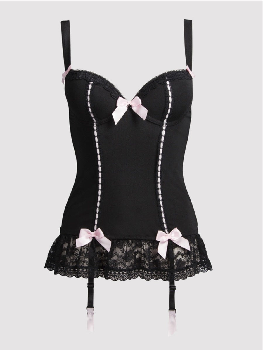 Corset porte-jarretelles CR4601 dentelle noir