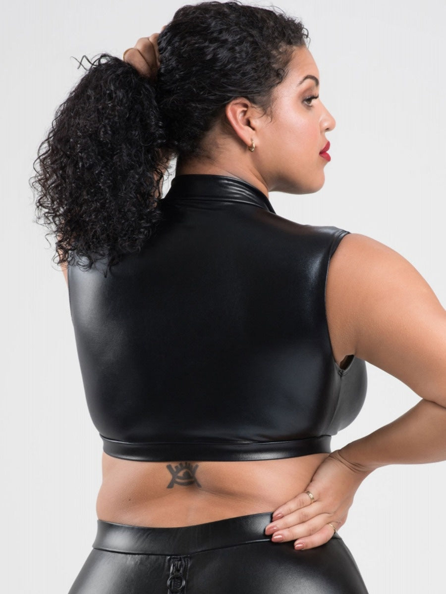 Crop top Fierce wetlook noir GT