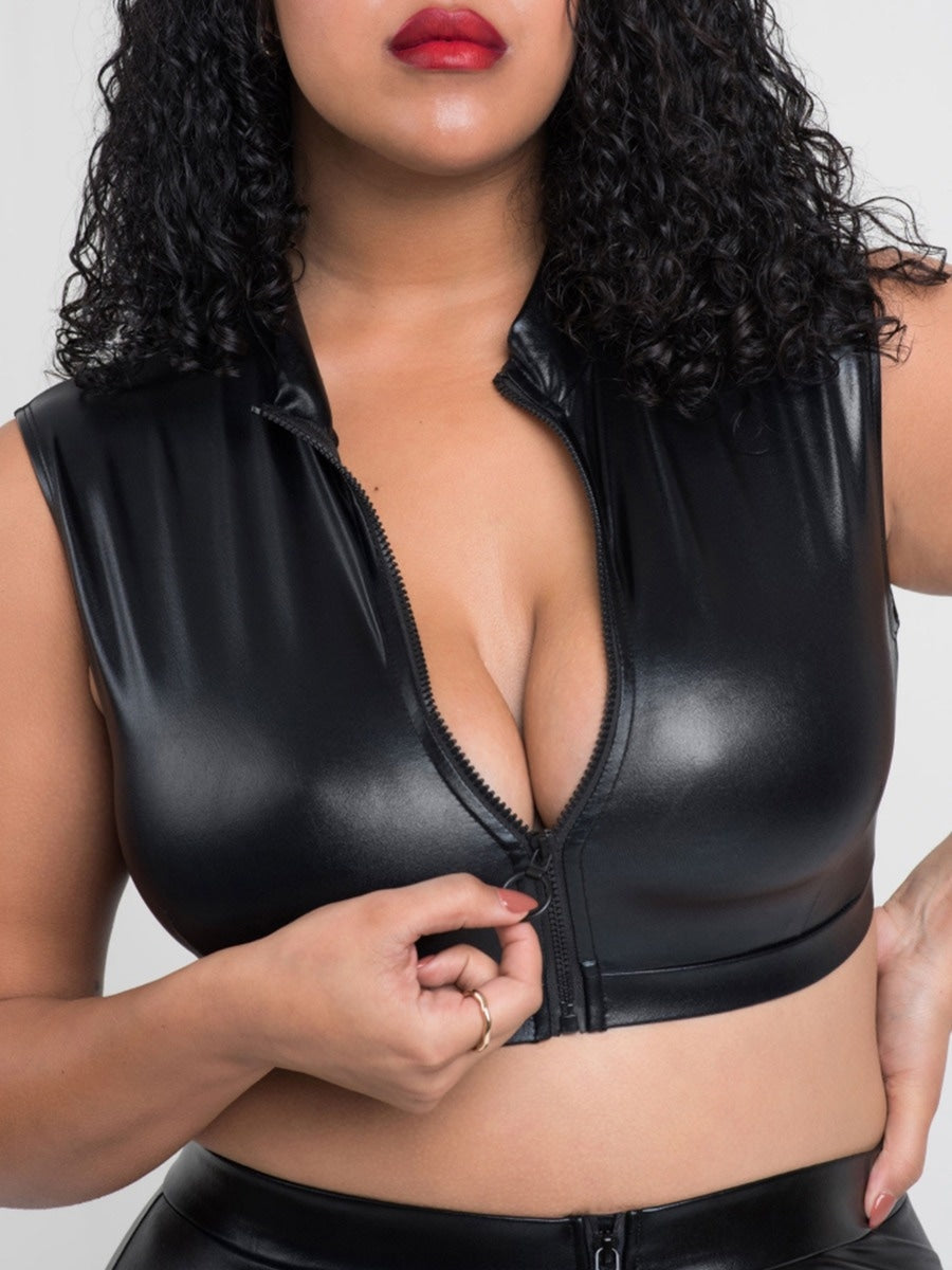 Crop top Fierce wetlook noir GT