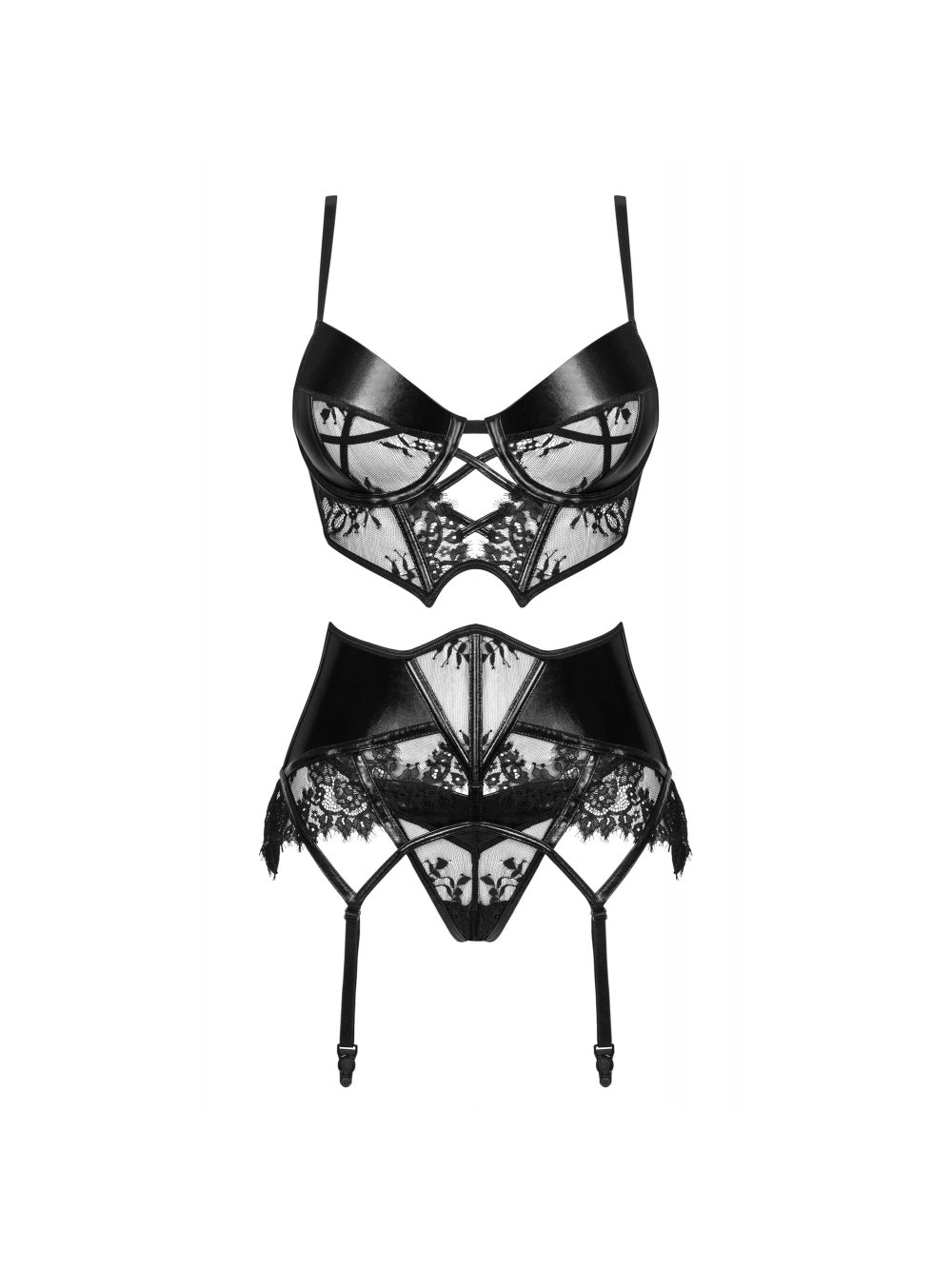 Ensemble 3 pièces Leona wetlook noir