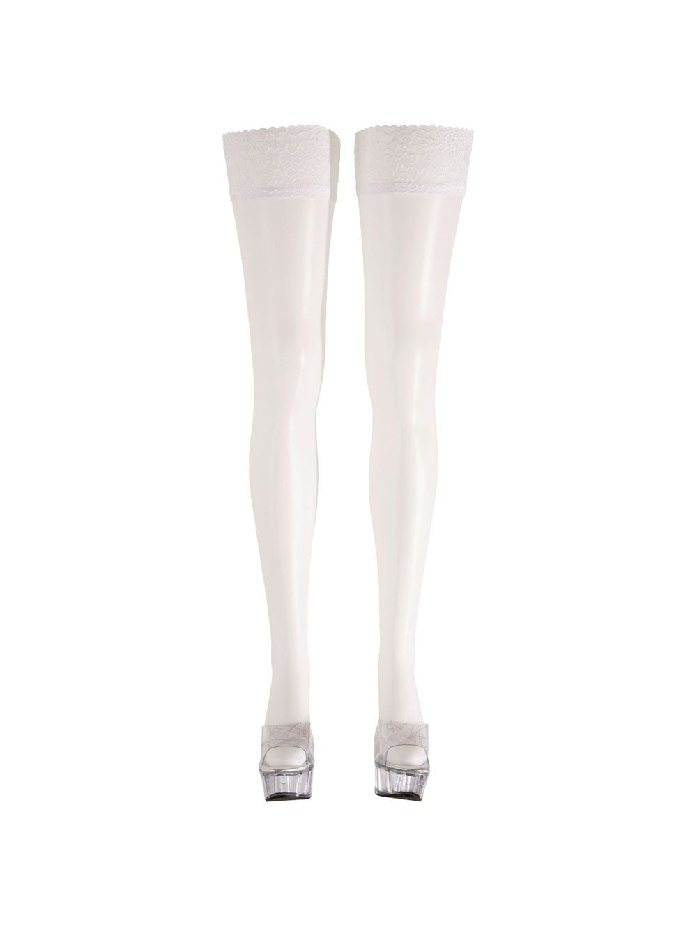Bas Blanc Motifs Fleuris