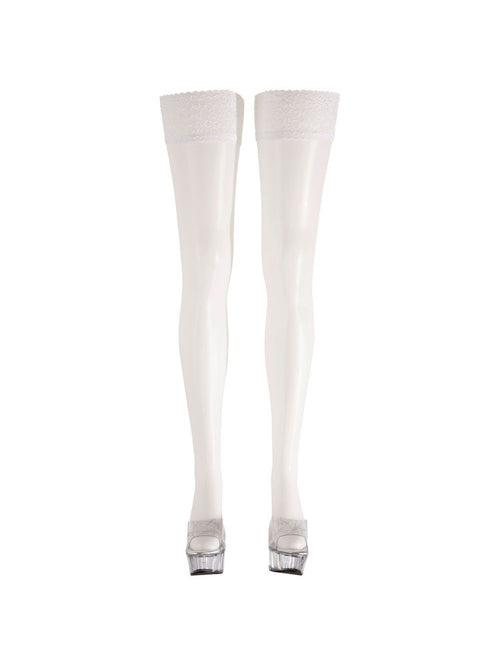 Bas Blanc Motifs Fleuris