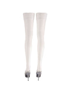 Bas Blanc Motifs Fleuris