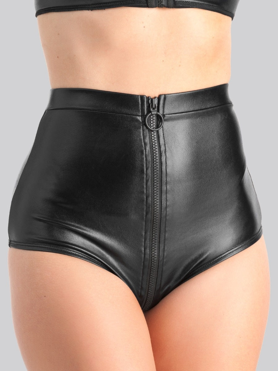 Culotte ouverte zip Fierce wetlook noir