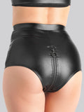 Culotte ouverte zip Fierce wetlook noir