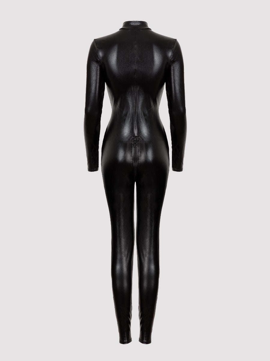 Combinaison zip Fierce wetlook noir GT