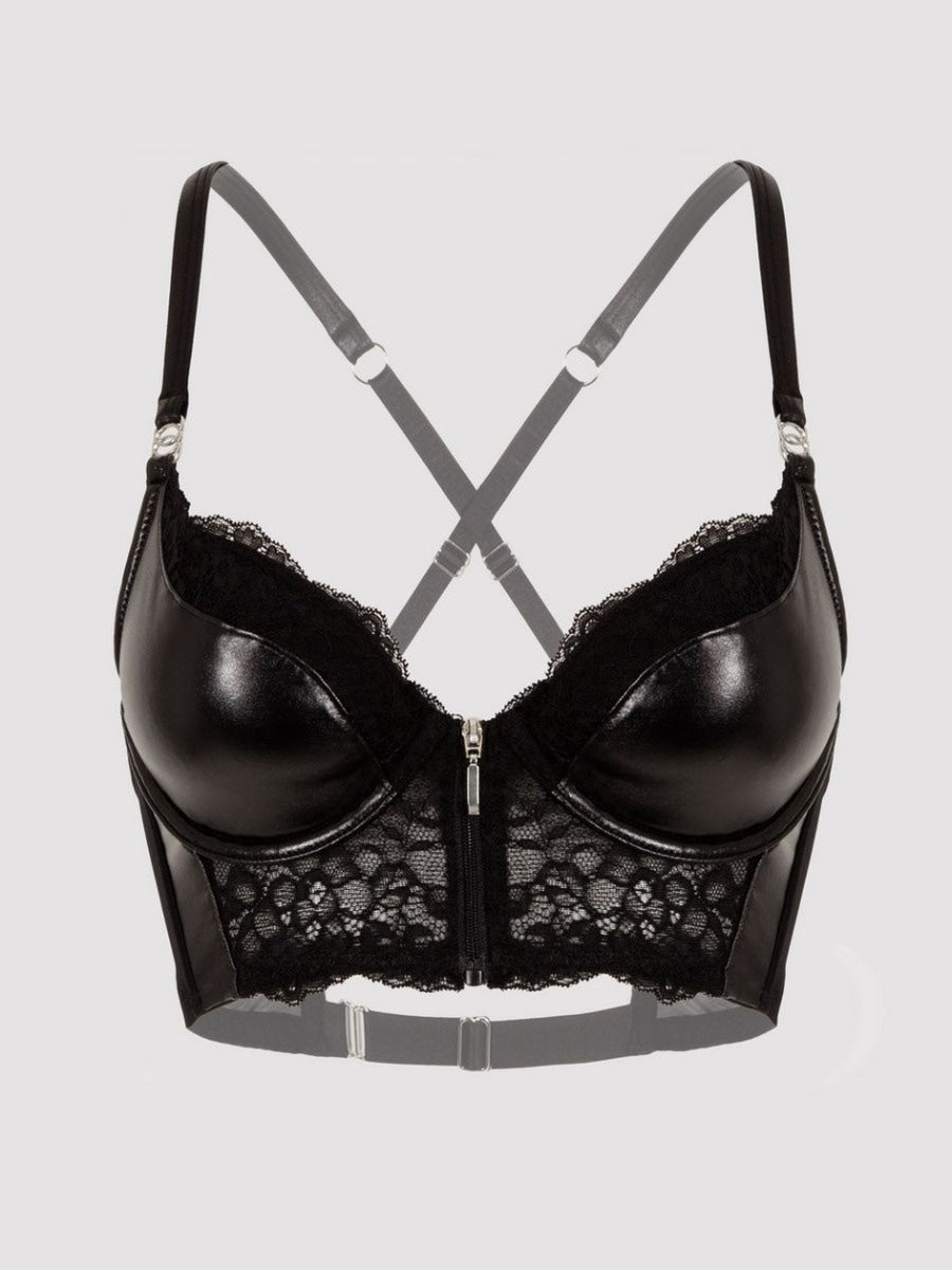 Soutien-gorge zip wetlook et dentelle Fierce