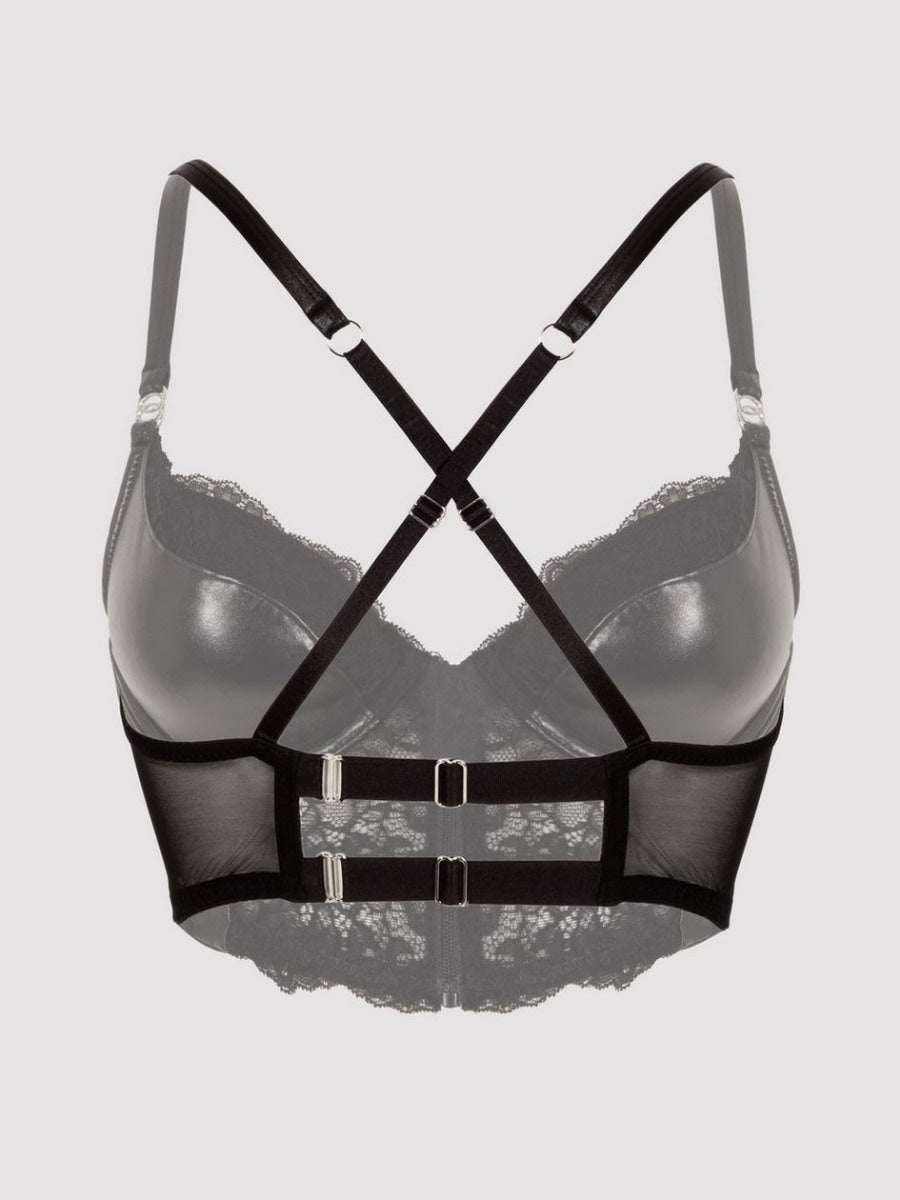 Soutien-gorge zip wetlook et dentelle Fierce
